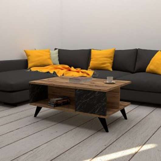 Yuka soffbord 90 x 60 cm - Valnöt/svart - Soffbord i trä